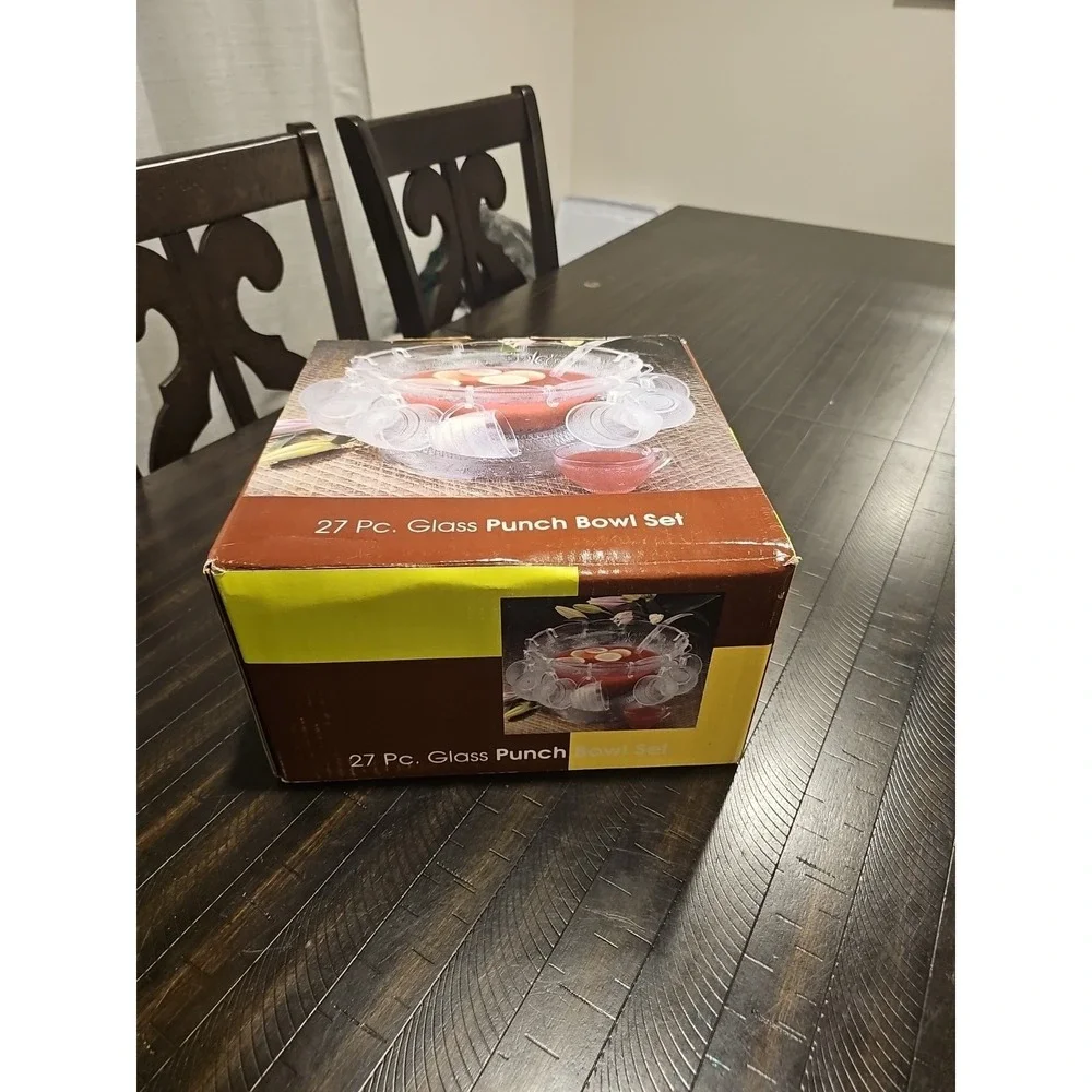 Glass Punch Bowl‎ & Salad Bowl 27-Piece Set Original Packaging Brand New